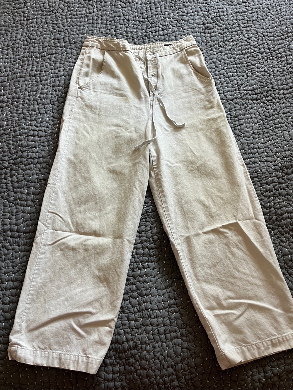 Wide Leg Drawstring Pants in Cream